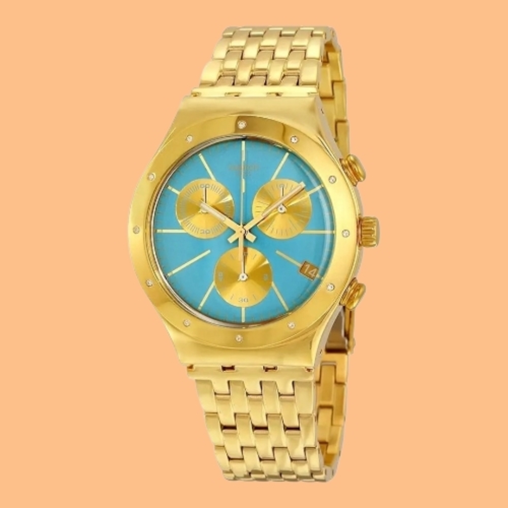 SWATCH Gold Unisex Watch-Turchesa